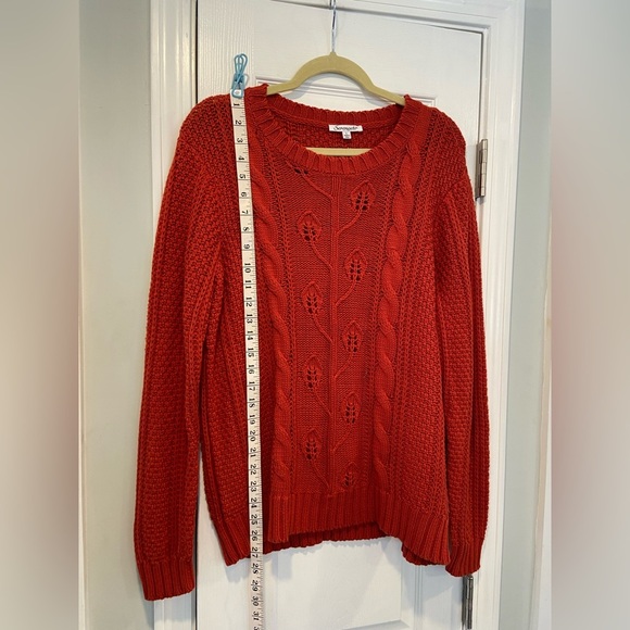NWOT Serengeti Size L Rust Cotton Cable Knit Long Sleeve Crew Neck Sweater Ivy - Picture 7 of 11